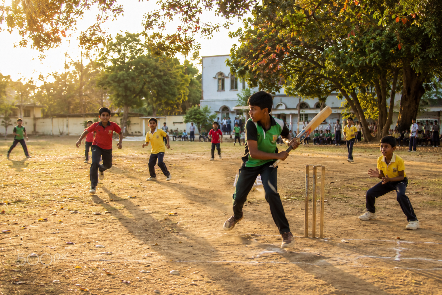 Students playing on the field